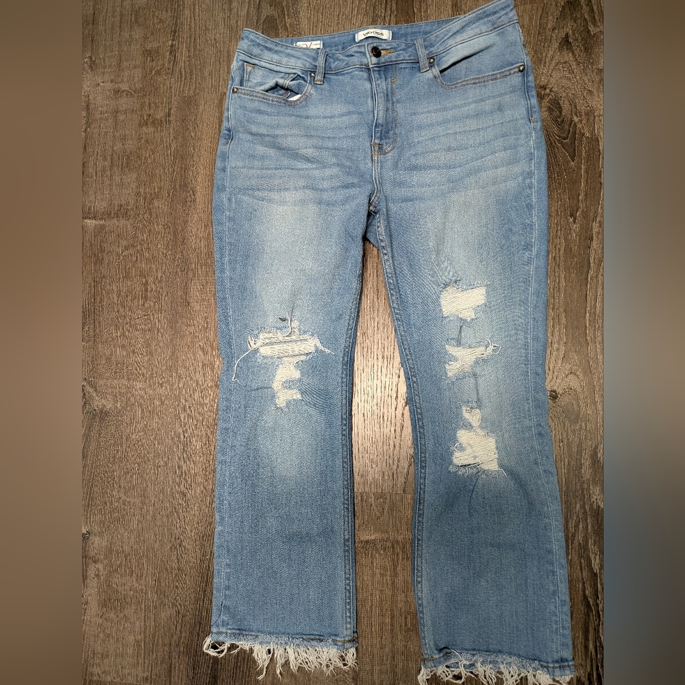 Vigoss Light Blue Distressed Straight Leg Jeans